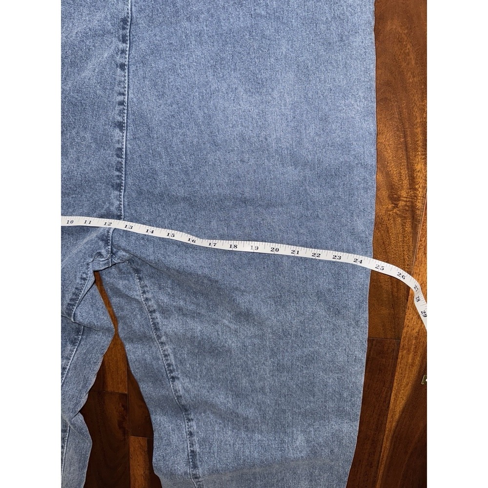 Womens Denim Overalls Light Wash Square Neck‎ Pockets Relaxed Fit - Picture 3 of 9